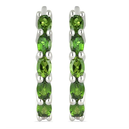 BUY NATURAL CHROME DIOPSITE GEMSTONE EARRINGS IN STERLING SILVER